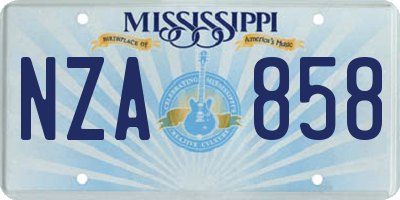 MS license plate NZA858