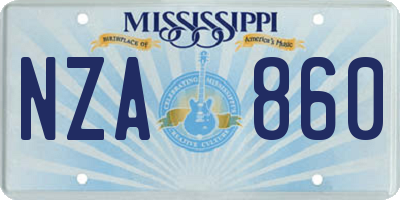 MS license plate NZA860