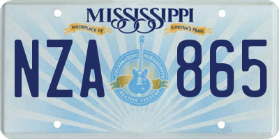 MS license plate NZA865