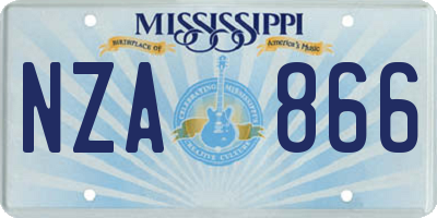 MS license plate NZA866