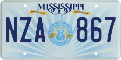 MS license plate NZA867