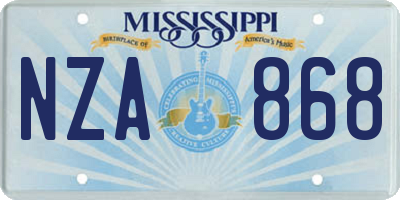MS license plate NZA868