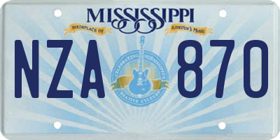 MS license plate NZA870