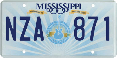 MS license plate NZA871