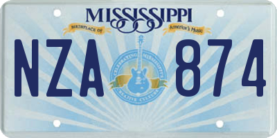 MS license plate NZA874