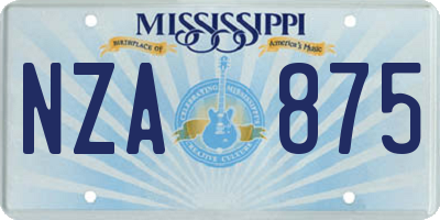 MS license plate NZA875
