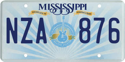 MS license plate NZA876