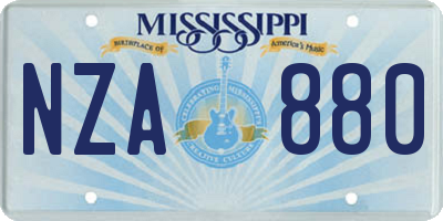 MS license plate NZA880
