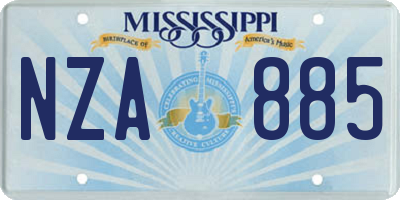 MS license plate NZA885