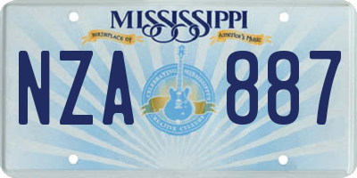 MS license plate NZA887