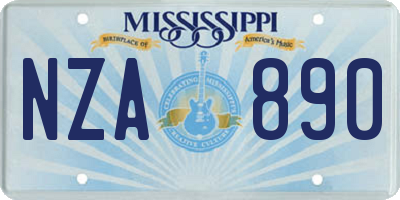 MS license plate NZA890