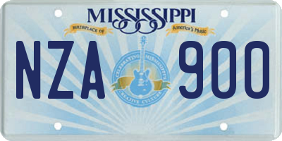 MS license plate NZA900