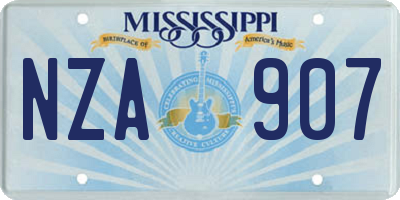 MS license plate NZA907