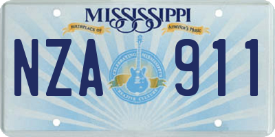 MS license plate NZA911