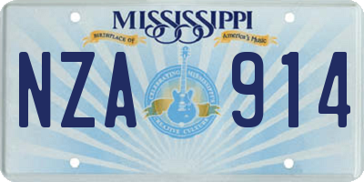 MS license plate NZA914