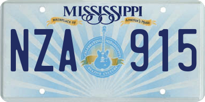 MS license plate NZA915