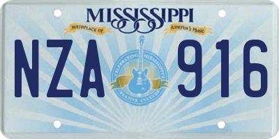 MS license plate NZA916