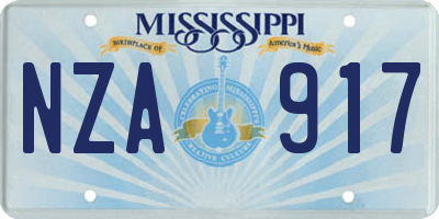 MS license plate NZA917
