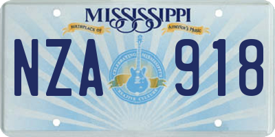 MS license plate NZA918