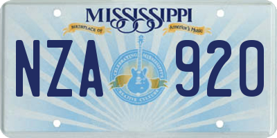 MS license plate NZA920