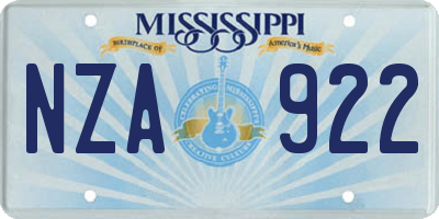 MS license plate NZA922