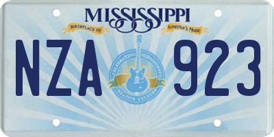 MS license plate NZA923