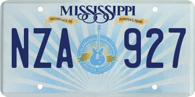 MS license plate NZA927