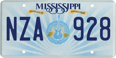 MS license plate NZA928