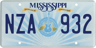 MS license plate NZA932
