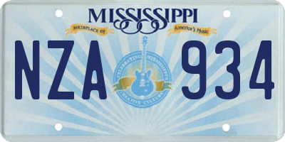 MS license plate NZA934
