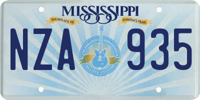 MS license plate NZA935