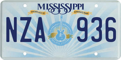 MS license plate NZA936