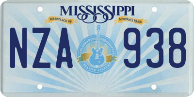 MS license plate NZA938