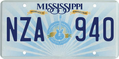 MS license plate NZA940