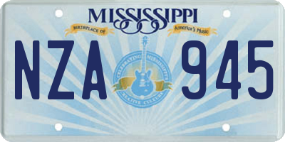 MS license plate NZA945