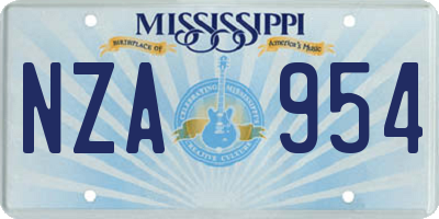 MS license plate NZA954