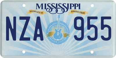 MS license plate NZA955