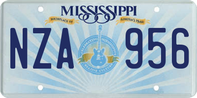 MS license plate NZA956