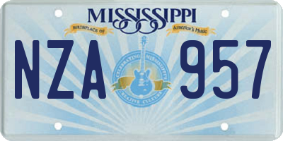 MS license plate NZA957