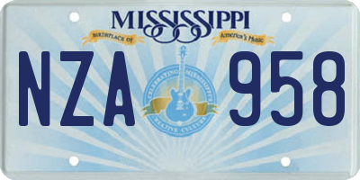 MS license plate NZA958