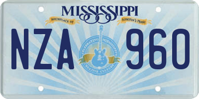 MS license plate NZA960