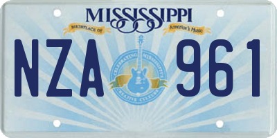 MS license plate NZA961
