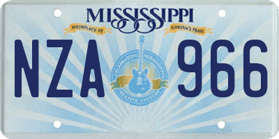 MS license plate NZA966