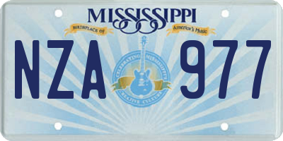 MS license plate NZA977