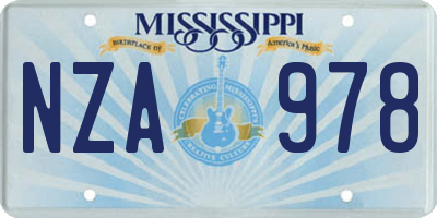 MS license plate NZA978