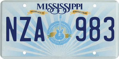 MS license plate NZA983
