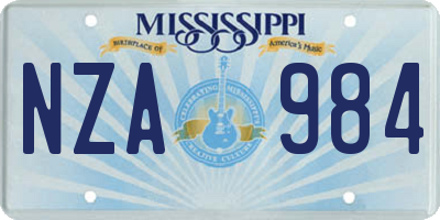 MS license plate NZA984