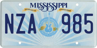 MS license plate NZA985