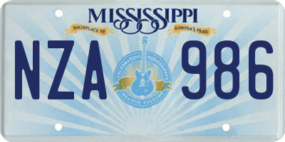 MS license plate NZA986