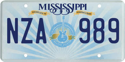 MS license plate NZA989